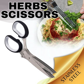 Effortless Herb Mastery: Stainless Steel Multi-Blade Scissors for Swift Kitchen Cutting