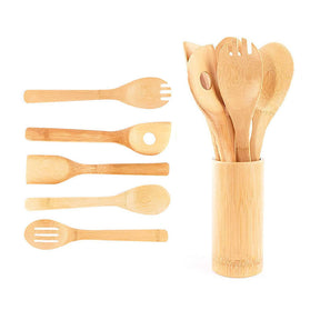 eco-friendly bamboo kitchen utensils with ergonomic handle