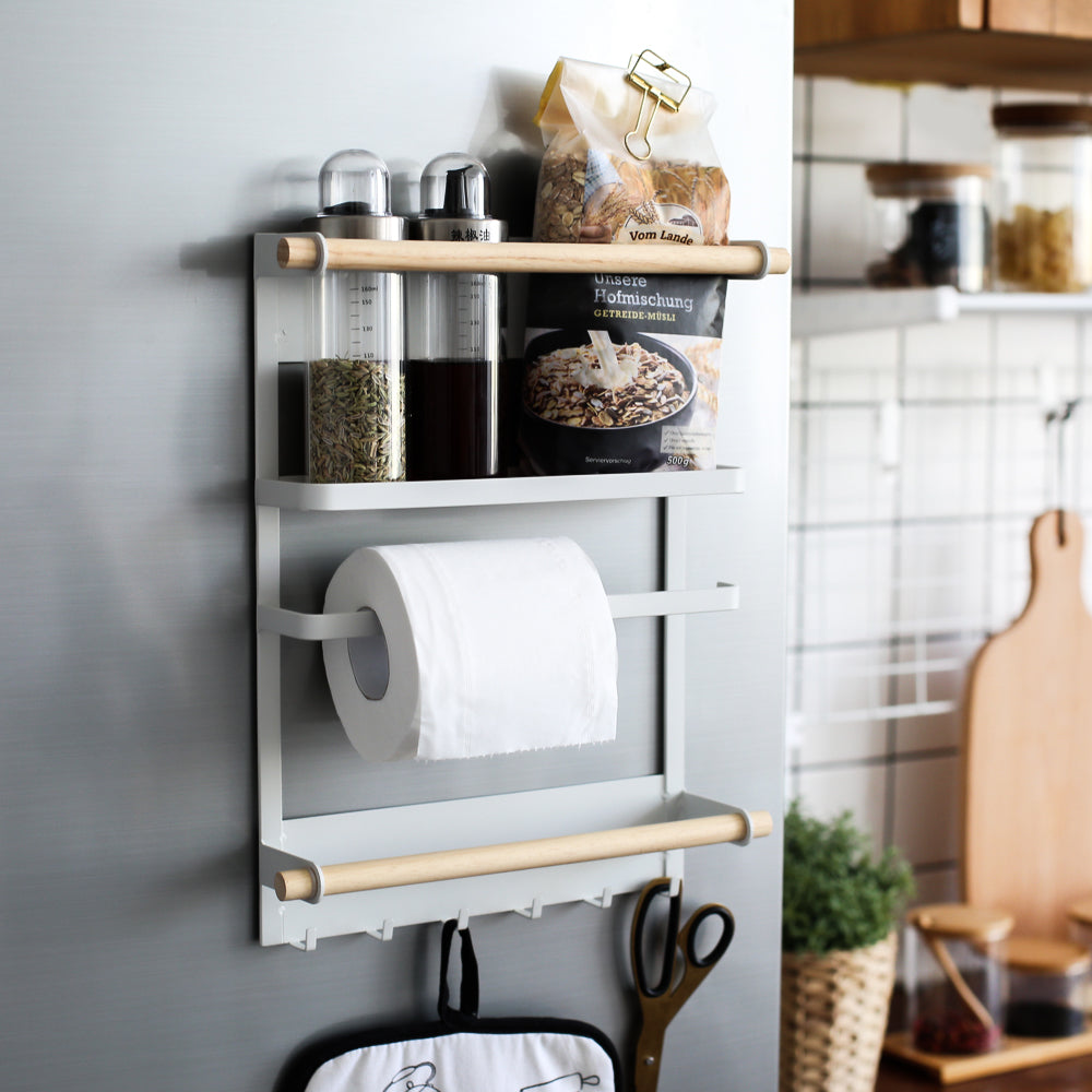 multi-functional magnetic storage rack for fridge sides