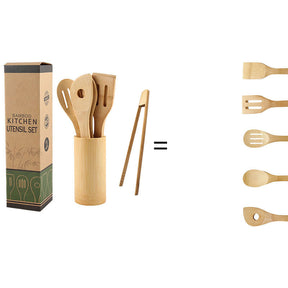 square bamboo holder with ergonomic spatulas