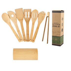 square bamboo holder with eco-friendly spatula set