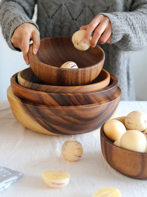 handcrafted wooden tableware: acacia salad bowl