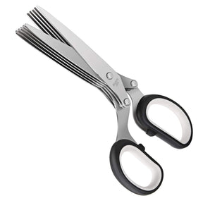 Effortless Herb Mastery: Stainless Steel Multi-Blade Scissors for Swift Kitchen Cutting