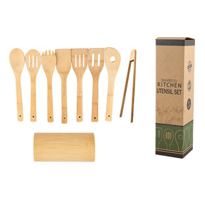 natural bamboo utensils with ergonomic handles