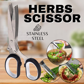 Effortless Herb Mastery: Stainless Steel Multi-Blade Scissors for Swift Kitchen Cutting