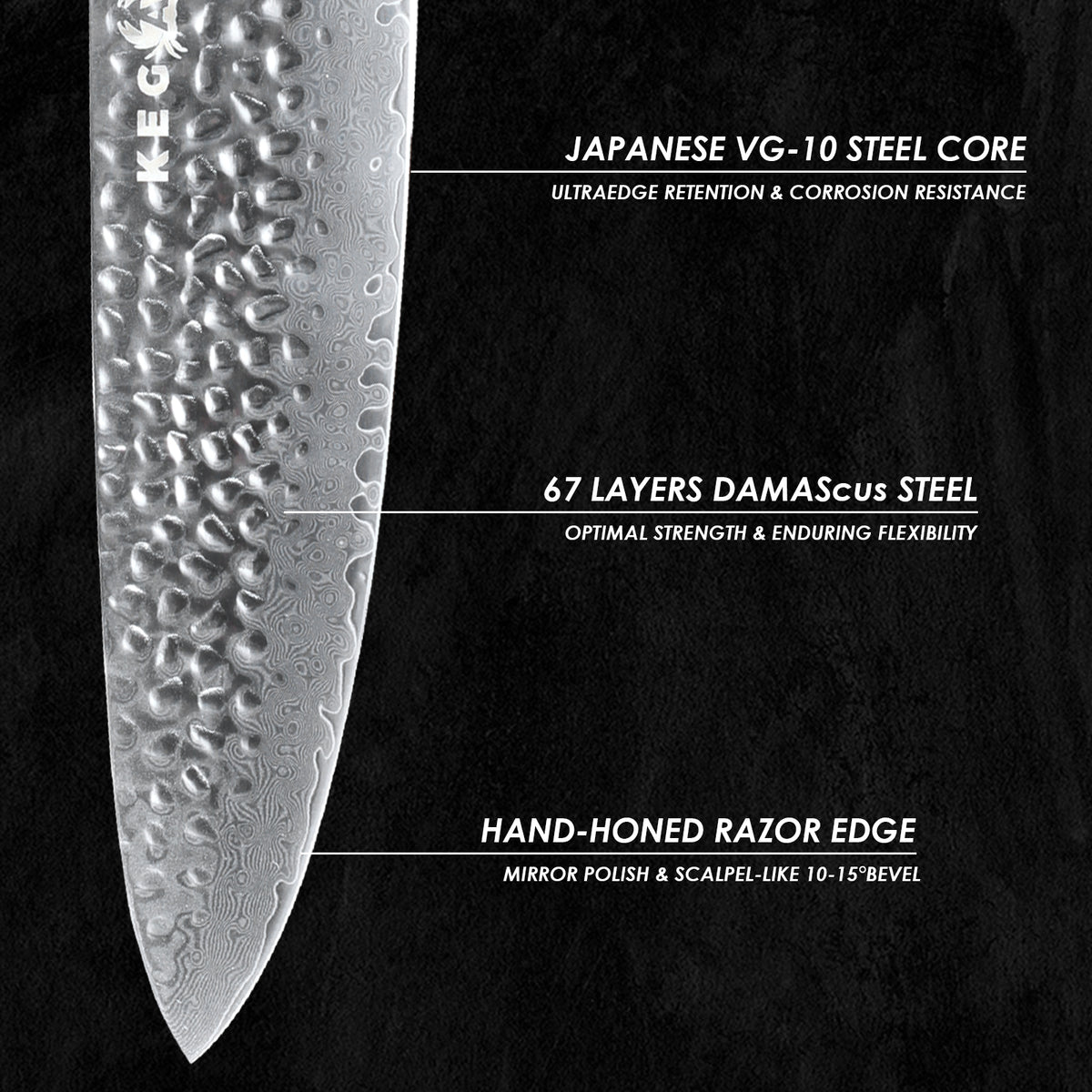 Unmatched quality in Kegani Damascus Chef Knife