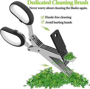 Effortless Herb Mastery: Stainless Steel Multi-Blade Scissors for Swift Kitchen Cutting